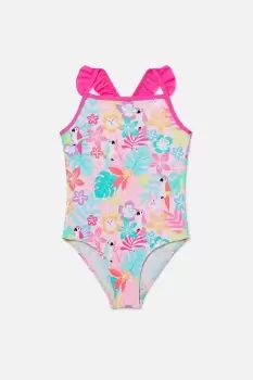 Girls Tropical Print Swimsuit
