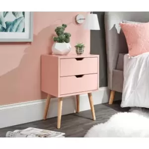 Nyborg Single Two Drawer Bedside Table Coral Pink