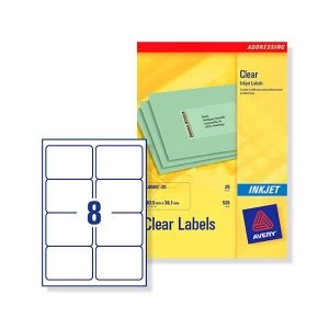 Avery Clear Addressing Labels 8 per Sheet 99.1x67.7mm 200 Labels