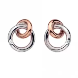 Hot Diamonds Eternity Silver & 18ct Rose Gold Vermeil Interlocking Stud Earrings DE309