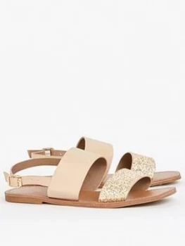 Evans Extra Wide Fit Two Part Simple Sandal - Nude
