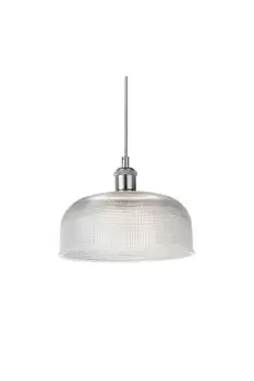 Anna Large Glass Dome Satin Silver Pendant Ceiling Light