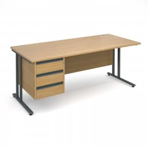 Maestro 25 GL Straight Desk With 3 Drawer Pedestal 1800mm - Graphite c