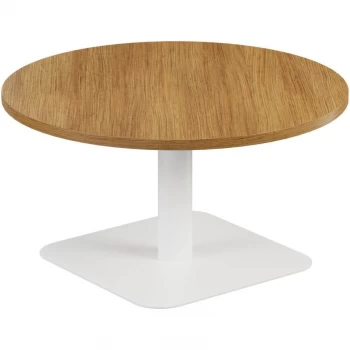 800MM Circular Low Contract Table - White/Dark Walnut