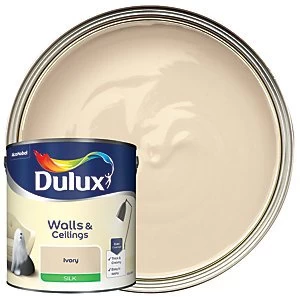 Dulux Walls & Ceilings Ivory Cream Silk Emulsion Paint 2.5L