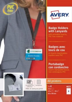 Avery Badge Holders with Lanyards 60x90mm PK10