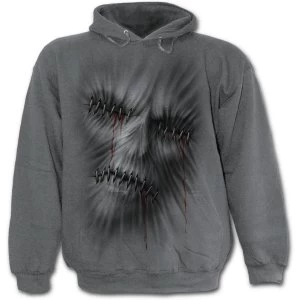 Stitched Up Mens Medium Hoodie - Charcoal Grey