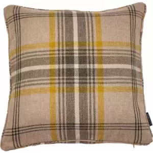 Riva Paoletti - Aviemore Heritage Tartan Check Faux Wool Piped Cushion Cover, Ochre, 45 x 45 Cm