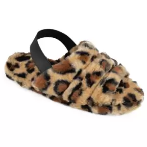 Slumberzzz Womens/Ladies Leopard Quilted Backstrap Mule Slippers (UK 5-6) (Brown)