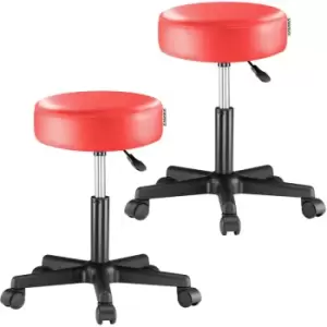 Deuba Swivel Stool Adjustable Work Chair Hydraulic Seat PU Leather Thick Padding 2Pcs Set Red
