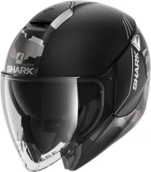 Shark City Cruiser Genom Matt Jet Helmet, black-grey Size M black-grey, Size M