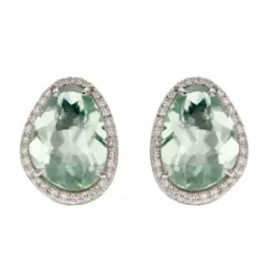 9ct Green Fluorite Irregular White Gold Earrings GE2341G