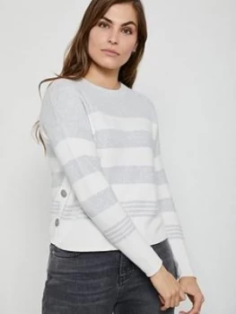 Mint Velvet Blocked Stripe Boxy Jumper - Light Grey, Light Grey, Size S, Women