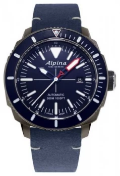 Alpina Seastrong Diver 300 Automatic Navy Blue Leather Watch