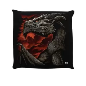 Spiral Majestic Dragon Filled Cushion (One Size) (Black/Orange)