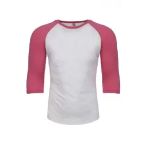 Next Level Adults Unisex Tri-Blend 3/4 Sleeve Raglan T-Shirt (M) (Vintage Pink/Heather White)