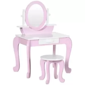 ZONEKIZ Kids Dressing Table Set Kids Vanity Set with Drawer - Pink