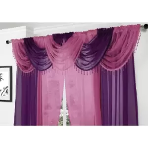 Alan Symonds - Voile Curtain Swag Beaded Crystals Purple - Multicoloured