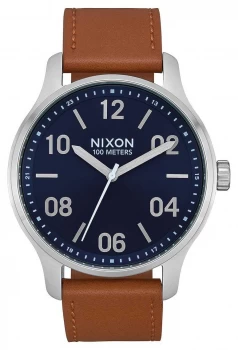 Nixon Patrol Leather Navy / Saddle Brown Leather Strap Watch