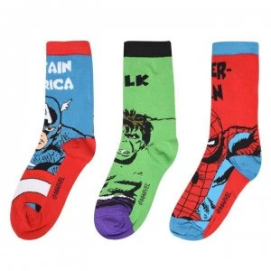 Marvel 3 Pack Crew Socks Junior - Marvel