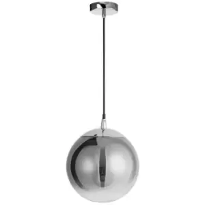 Gatineau 20cm Globe Pendant Ceiling Light Smoke Glass Chrome Aluminium LED E27 - Merano