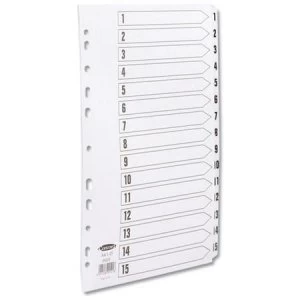 Concord Commercial Index Mylar-reinforced Europunched 1-15 Clear Tabs A4 White Ref 09101