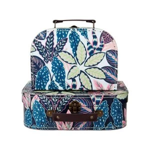 Sass & Belle (Set of 2) Variegated Leaves Suitcases