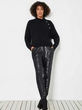 Mint Velvet Sequin Jogger Trousers - Black, Size 16, Women