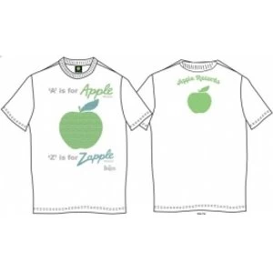 A is for Apple Mens White Vintage Print T Shirt: Large