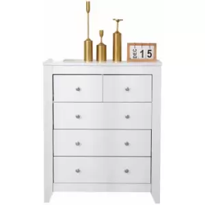White Chest of Drawers with 2+3 Drawers Storage Unit Cabinet Cupboard Sideboard Bedroom Furniture,79x40x95cm(WxDxH) - White - Hmd Furniture
