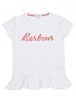 Barbour Girls Rebecca Frill Hem T-Shirt - White, Size Age: 12-13 Years, Women