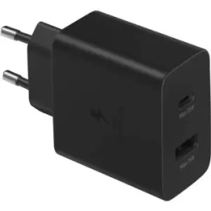 Samsung 30W Power Adapter Duo TA220N Mobile phone charger type + quick-charge mode USB-C , USB type A Black