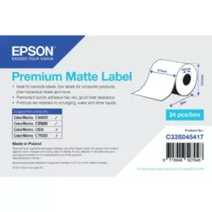 Epson C33S045417 Original Premium Matte Continuous Ticket Roll 51mm x 35m - 24 Pack