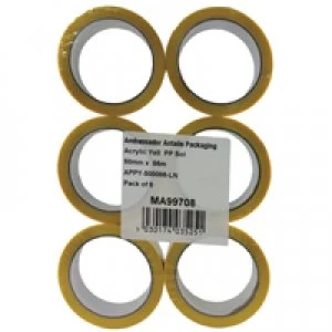 Ambassador Yellow Polypropylene Tape 50mm x 66m Pack of 6 APPY-500066-LN