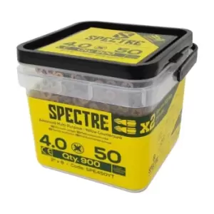 Forgefix - Spectre Advanced Countersunk Wood Screws (Zinc Yellow Passivated) - 4.0 x 50mm (900 Pack Tub)