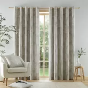 Alder Trees 100% Cotton Lined Eyelet Curtains, Natural, 66 x 54" - Catherine Lansfield