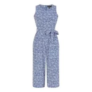 Mela London Blue Ditsy Floral Print Culotte Jumpsuit - Blue