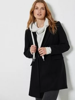 Mint Velvet Black Double Breasted Coat, Black, Size 16, Women