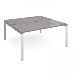 Adapt back to back desks 1600mm x 1600mm - silver frame and grey oak