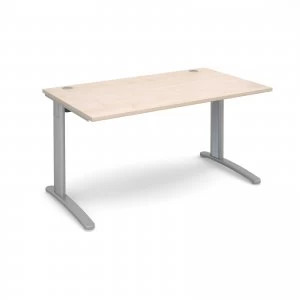 TR10 Straight Desk 1400mm x 800mm - Silver Frame maple Top
