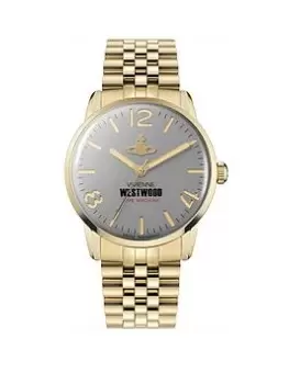 Vivienne Westwood Cadogan Gents Quartz Watch with Cool Grey Dial & Gold Stainless Steel Bracelet, Silver, Men