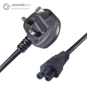 CONNEkT Gear 3m UK Mains Power Cable UK Plug to C5 (Cloverleaf) Socket