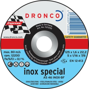 Dronco - 230X1.9X22.23MM AS46 Inox BF Cut-off Disc