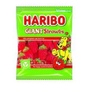 Haribo Giant Strawbs Sweets Share Size Bag 140g Pack of 12 095730