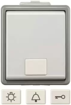 Siemens Grey 10 A Surface Mount Push Button Light Switch Dark Grey, 1 Way Clip In Gloss, 1 Gang VDE, 230 V 75mm Neon IP44 2 1
