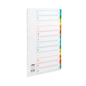 Concord Index 1-12 A4 White with Multi-Colour Tabs 01301/CS13