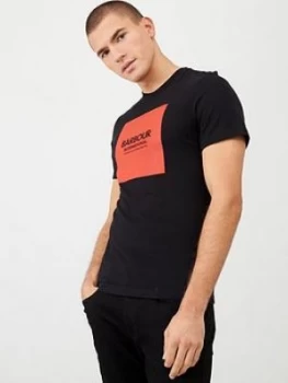 Barbour International Block Logo T-Shirt - Black, Size L, Men