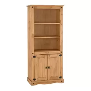 Seconique - Corona 2 Door Display Unit Bookcase Wax Pine with 3 Shelves