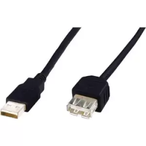 Digitus USB cable USB 2.0 USB-A plug, USB-A socket 5m Black AK-300202-050-S