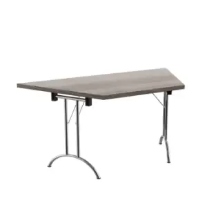 One Union Folding Table 1600 X 800 Silver Frame Grey Oak Trapezoidal Top